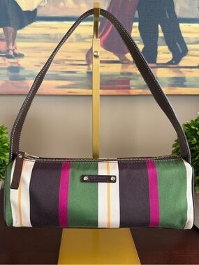 KATE SPADE ♠️ New York 🤎💚🩷VINTAGE🩷💚🤎 COLORFUL STRIPED BAG 🌟EUC🌟